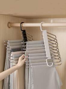 Suporte Multifuncional de Múltiplas Camadas para Armazenamento de Calças, Lenços e Gravatas, Estrutura Dobrável, Design Antiderrapante, Feito de Hastes de Aço Inoxidável Reforçado, Adequado para Pendurar Calças, Lenços, Saias Longas, Roupas Longas, Mantém o Armário Organizado, Decoração de Quarto, Volta às Aulas - Branco - Visão 2