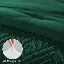 Zzlpp - 7 Piece Complete Duvet Set, Cream Tufted Bed In A Bag With Duvet And Sheets, All Season Boho Bedding Set With 1 Duvet, 2 Decorative Pillowcases, 2 - 翠綠色 - 查看 6