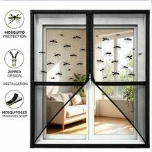 Zipper Window Mosquito Net, Self-Adhesive Hook And Loop Fine Mesh Insect And Fly Screen, Tool-Free Installation Customizable Cut-To-Size Window Screen, Durable Mosquito Netting, Suitable For Bedroom, Kitchen, Living Room, Home - A33 - View 5