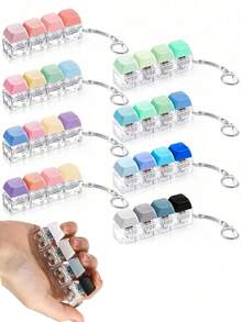 1pc Linear 4-Key Keyboard Switch Tester Keychain, Macaron Light Color Stress Relief Keychain, Portable Stress Relief Keycap Pendant, Anxiety Relief Goodies, Cute Backpack Charm Party Gift - Multicolor - View 1