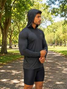Kit 3 UV Protection Thermal Second Skin T-Shirt With Hood - 灰色 - 查看 5