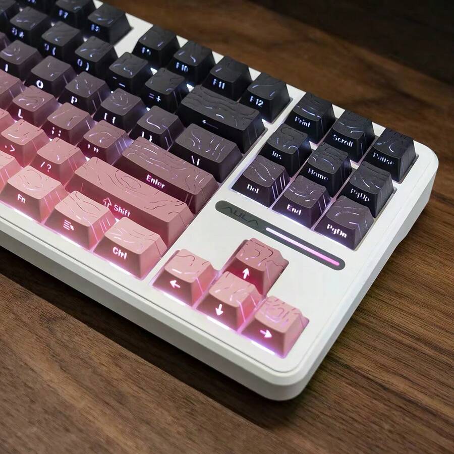 132 Keys Contour Keycaps, PBT Material, Cherry Height, Gradient Pink Keycaps, Suitable For 61/64/68/75/84/87/98/104/108 Keys Mechanical Keyboards, Compatible With Cherry/Gateron MX Switches, High Quality Wear-Resistant Non-Fading Non-Oily, Suitable For Gifts And Personal Use, Hot-Swappable Keycaps, Highly Attractive Personalized Keycaps, Keyboard DIY, Customized Keycaps, Desktop Matching, Customized Keycaps, Keycap Set, Gaming Keycaps, Keyboard Accessories, Cute Keycaps - View 1
