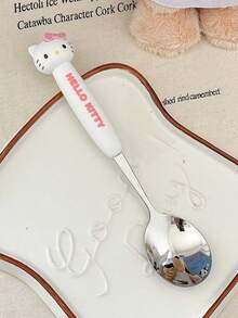 Cute Sanrio Tableware, With 3D Cartoon Silicone Handle, High Polished Stainless Steel Spoon/Fork, Soft Heat-Insulating Handle Anti-Scald, 3 Cute Macaron Colors, Suitable For Daily Dining Decoration, Small Gift For Sanrio Fans - Multicolor - View 10
