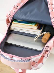 2件組後背包與鉛筆盒套裝，可愛女款書包，適合小學生、國中生與高中生 - 粉色 - 查看 8