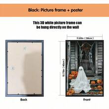 1 pieza Arte de pared en lienzo, decoración de pared enmarcada, fantasma blanco vintage sentado en un porche de madera con linterna de calabaza, hojas de arce y telaraña, póster popular de atmósfera de terror pastoral de otoño de Halloween, pintura decorativa colgante vintage sin marco, adecuada para decoración del hogar moderno, decoración de habitación, decoración de dormitorio, decoración de sala de estar, decoración de baño, decoración de cocina - Fantasma de calabaza - Ver 15