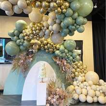 130er Set Salbeigrün & Sandweiß Boho-Stil Ballonbogen Girlande, Mattbraun & Weiß Ballon Set, geeignet für Babyparty, Brautparty, Geburtstag, Verlobungsparty Dekoration - Mehrfarbig - Übersicht 6