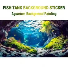Seaweed Underwater Cave, Fish Tank Background Painting, Aquarium Background Sticker, Front Self-Adhesive, 2D Flat Image, Aquarium Landscape Decoration, Fish Tank Scenery Ornament - A - View 2