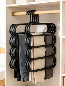 1/2pcs 5-Tier Space-Saving Heavy Duty Plastic Hanging Clothes Rack, Multi-Functional Wardrobe Organizer, Durable Clothing Sorting Rack, Suitable For Pants, Scarves, Ties, Jeans, Skirts, Long Dresses - Multicolor - View 2