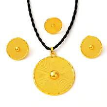 3pcs/Set Classic Minimalist Golden Color Round 3D Polished Jewelry Set, Earrings, Ring, Necklace Combination Set, Middle Eastern Daily Fashion Women Girls Jewelry, African Arab Birthday Party Gathering Wedding Engagement Holiday Accessories Gift - Yellow Gold - View 11