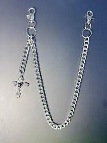 Cross Pants Chain Waist Chain Lobster Clasp Pendant Wallet Chain Vintage Chain Double Layer Chain Hip Hop Punk Jeans Chain Pocket Chain Men's Key Chain Multi- - Silver - View 3
