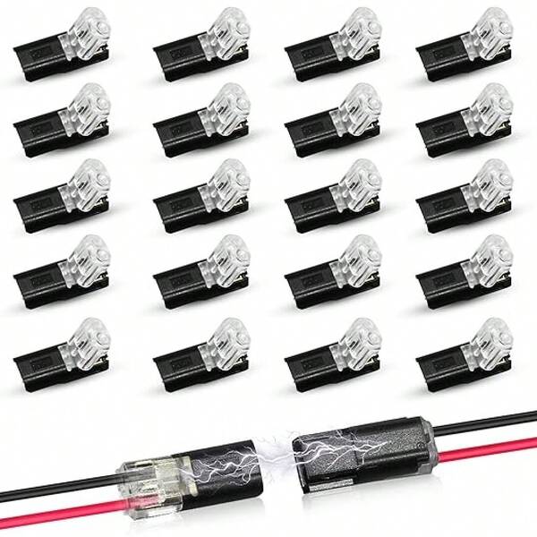 30Pcs Universal LED Strip Connectors, 2 Pin Double Wire Locking Fast Plug For Home Kitchen Cabinet, DIY Essential Home Decor