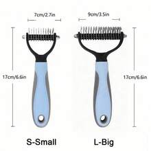 2-In-1 Pet Grooming & Deshedding Brush Set - Stainless Steel Dematting Comb & Deshedding Tool - Professional Pet Grooming Tool, Suitable For Long And Short Hair Pets - Effectively Removes Undercoat - Ergonomic Non-Slip Handle - Multicolor - View 7
