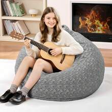 2-Leg Bean Bag Chair, Giant Bean Bag Chairs For Adults, Large Bean Bag Chairs With Memory Foam Filling, Large Bean Bag Chairs With Plush Cover - Gray - 粉色 - 查看 8