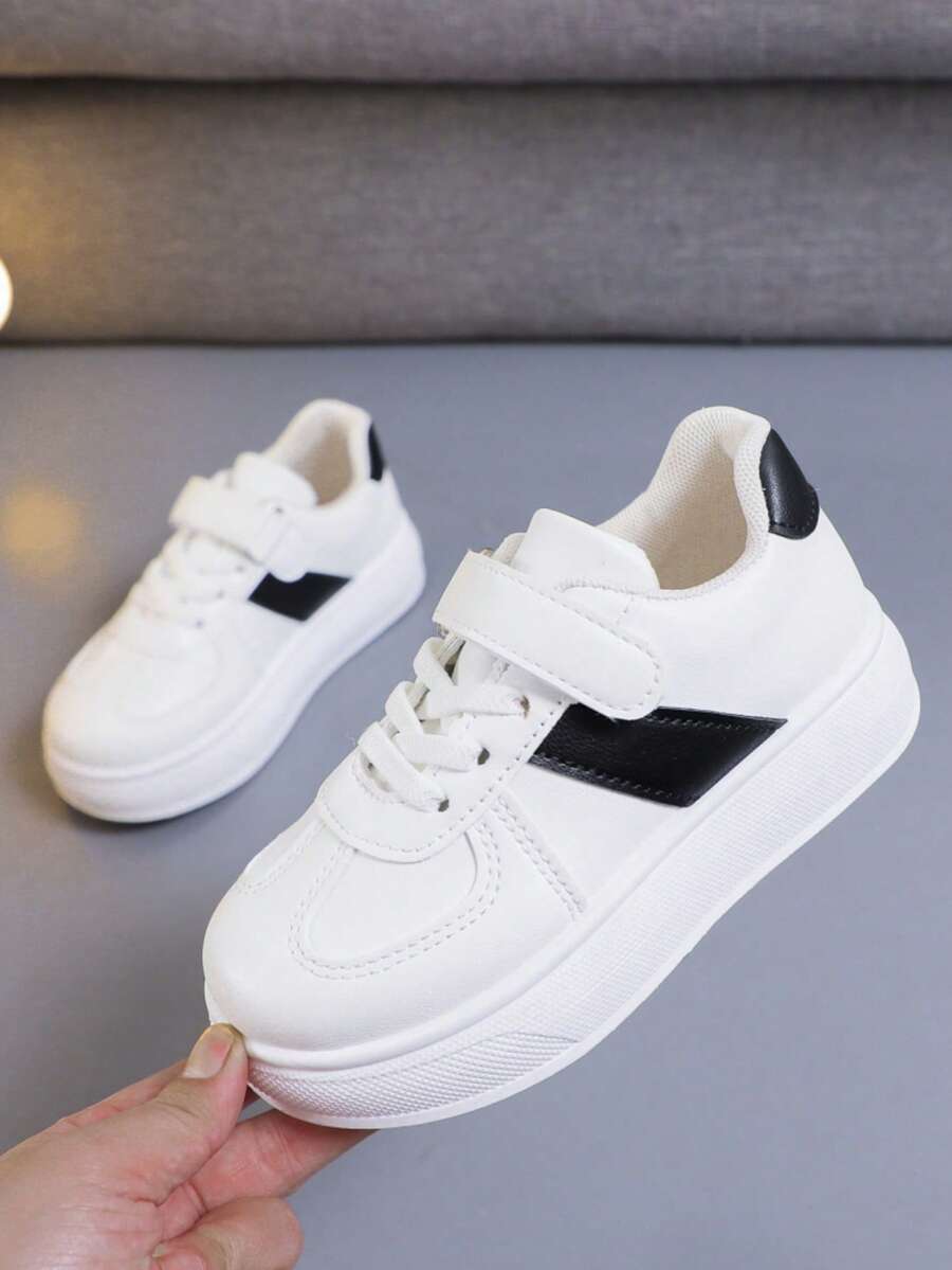 1 Pair Kids' Popular Sports Shoes, Spring/Autumn New Style, Fashionable Versatile Non-Slip Casual Skate Shoes For Boys And Girls - White - View 1