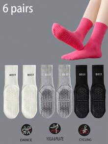 3/5/7 Paar rutschfeste Socken mit Buchstabenmuster, atmungsaktive Sport-Fitness-Yoga-Pilates-Socken bis zur Mitte der Wade, professionelle Indoor-Sport-Fitness-Yoga-Tanz-Pilates-Socken mit rutschfester Silikonsohle, Herbst - Verschiedenfarbig - Übersicht 16