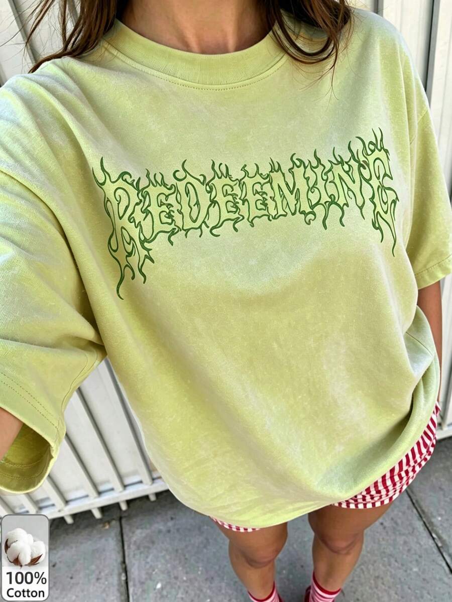 Women's Casual Green Round Neck Short Sleeve T-Shirt With Unique Rib-Knit Detail, Regular Length Knitted Fabric Top For Everyday Wear - Light Fruit Green - View 1