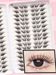 1pc Eyelash Book Thin Strip False Eyelashes, Soft Invisible Beginner Single Cluster Eye-Enlarging - View 4