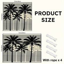 1pc Striped Coconut Tree Silhouette Pattern Sun Shade Sail, Large Size Outdoor Sun Protection Canopy, Modern Print Awning For Garden Patio Yard Decor, Includes Fixing Rope - Black and White - View 6