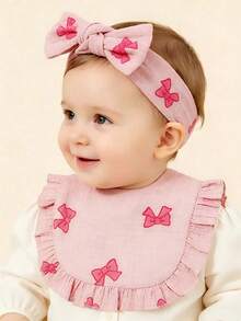 6pcs Soft Breathable Elastic Baby Headbands And Bibs, Super Soft, Comfortable, Cute Accessories With Adorable Bow Decoration, Perfect Gift For Newborns And Infants - Multicolor - View 3