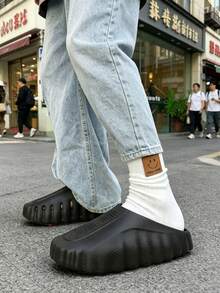 New Summer MIND 001 Mesh Knit Slip-On Sandals (Foam Sole), Couple Style, Plus Size, Beach Shoes, Suitable For Beach Wear And Home Wear. - Black - View 7