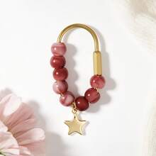 1pc Vintage Marble Acrylic Beaded Bag Charm With Star Pendant, U-Shaped Spring Gate Ring Colorful Beads Keychain, Wallet Backpack Decorative Pendant, Aesthetic Style - Multicolor - View 20