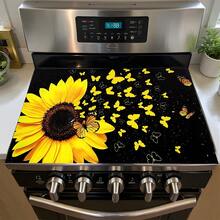 1pc Autumn Sunflower Flat Stove Protector Mat, Rubber Non-Slip Heat-Resistant Kitchen Utensil Protector Pad, Suitable For Induction Cooktop, Glass Stove, Multi-Functional Anti-Scratch Mat, Also Can Be Used As Oven, Washing Machine And Dryer Mouse Pad As Well As Kitchen Decor. - Multicolor - View 11