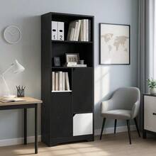 Multifunctional Bookcase With Open Shelves, Doors And Drawers, Black And White, Modern Style, Storage Unit For Bedroom And Living Room - 黑色 - 查看 4