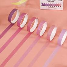 6Pcs Rainbow Candy Color Washi Tape Set, DIY Decorative Journal Sticker Tape Student Craft Stationery - Multiple Styles - View 2
