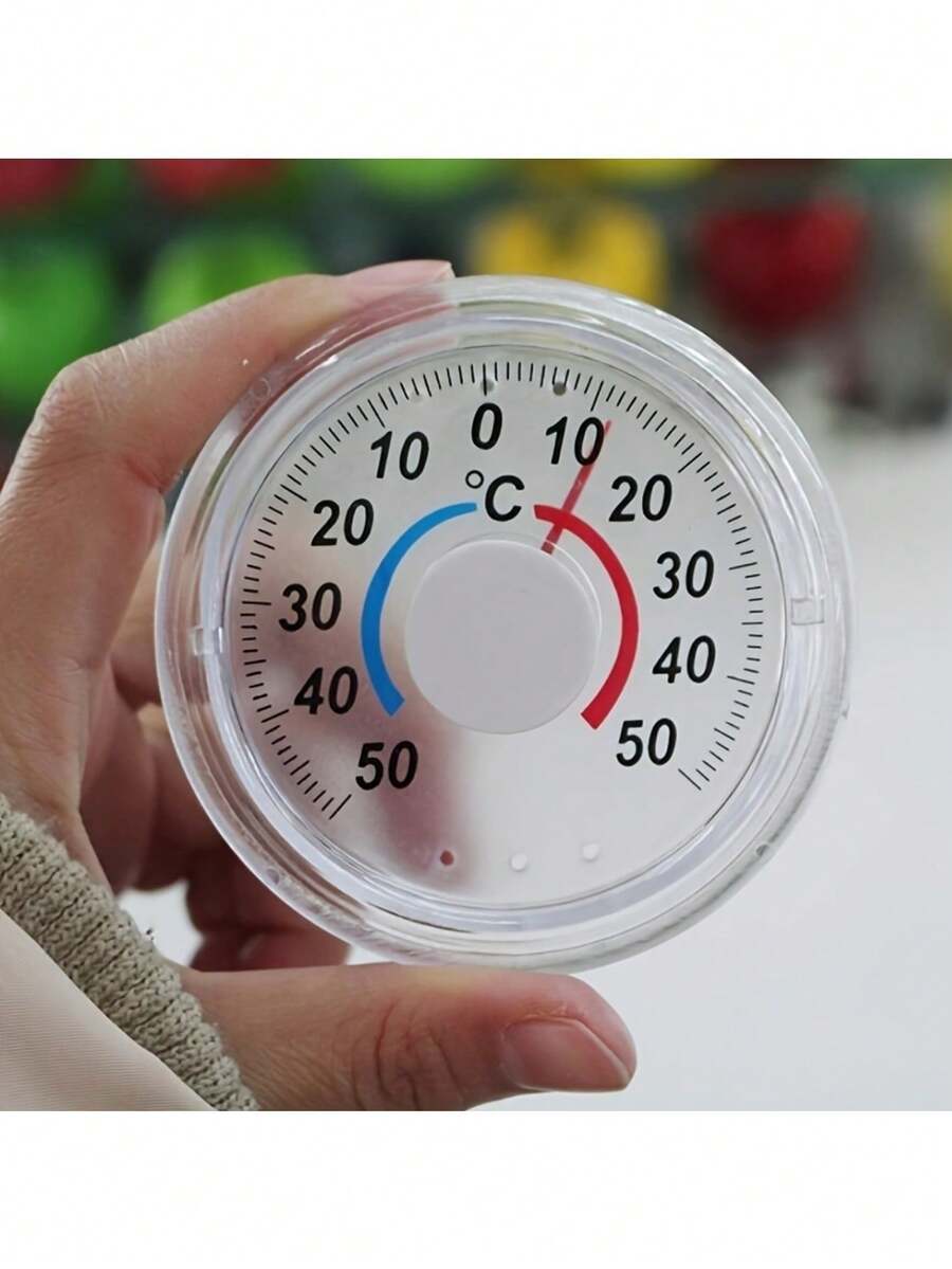 Self-Adhesive Round & Square High-Precision Thermometer, Premium Indoor/Outdoor Temperature & Humidity Gauge, Suitable For Windows, Interior/Exterior Walls, Greenhouse, Garden, Home, Monitoring Seasonal & Temperature Changes - White - View 1