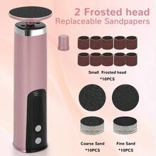 2-In-1 Electric Foot File And Nail Buffer, 6 Adjustable Speeds, USB Rechargeable 1200mAh, Foot Care Tool, Removes Dead Skin And Calluses, Improves Dry Rough Heels, Creates Smooth Foot Skin - Pink - View 4