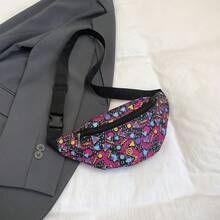 Vintage Colorblock Graffiti Waist Bag, Youth Versatile Crossbody Bag, Outdoor Cycling Walking Portable Storage Small Bag - A - View 10