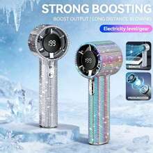Easypie Selection Luxury Fully Rhinestone Portable Handheld Mini Fan, USB-C Rechargeable Turbo Fan, Adjustable Speed Quiet Fan, Summer Gift Box, 1800mAh - Multicolor - View 3