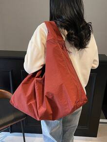 Fashionable Solid-Color Shoulder And Underarm Bag With Large Capacity, Multiple Pockets And Multiple Compartments - Camel - View 1