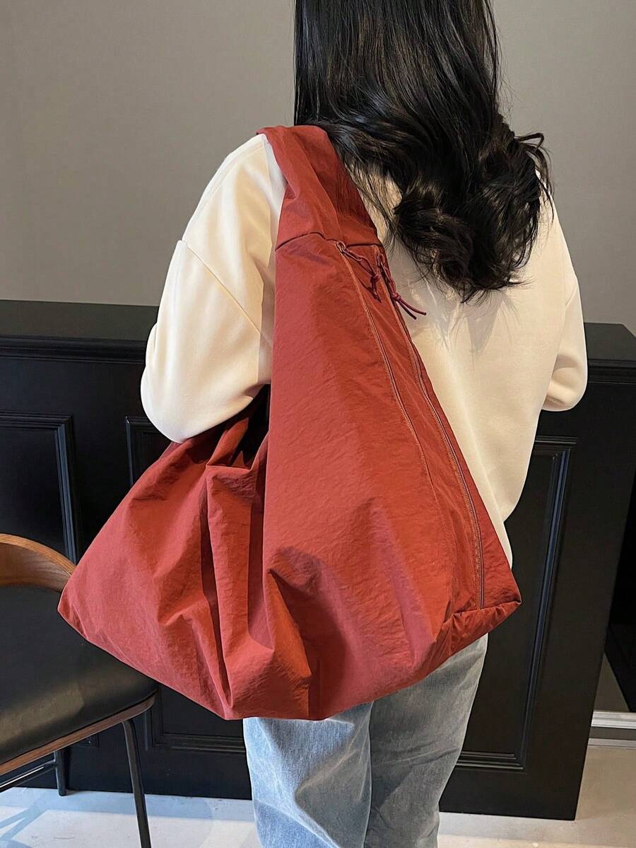Fashionable Solid-Color Shoulder And Underarm Bag With Large Capacity, Multiple Pockets And Multiple Compartments - Camel - View 1