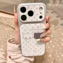 1件波點黑白天使貓大窗手機殼，適用於Apple 17 Pro Max、16銀色邊框、15康寧殼、11軟殼保護殼，大窗銀色邊框防摔全覆蓋鏡頭手機殼 - 彩色 - 查看 5