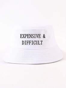 1件時尚 EXPENSIVE &DIFFICULT 口號字母嘻哈漁夫帽，中性戶外旅行修臉可調節百搭派對聚會漁夫帽 - EXPENSIVE &DIFFICULT漁夫帽 - 查看 29