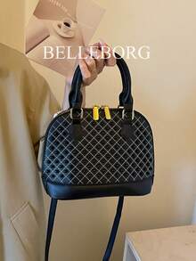Graphic Print Shell Handbag - Black - View 3