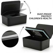 1/2 Wet Wipes Dispenser | Black Plastic Tissue Box With Cover | Wet & Dry Use | Modern Stylish Design | Ideal For Bathroom And Office | Durable Storage Solution, Wet Wipes Dispenser Box - Multicolor - View 4