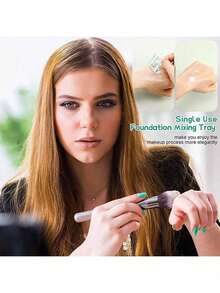 100/50/25/15/5 piezas Paletas de maquillaje desechables, accesorios de herramientas de maquillaje, bandejas de mezcla de colores, herramientas de accesorios de belleza, regalos, portátil para viajes, artículos esenciales de viaje de alto valor - Multicolor - Ver 8