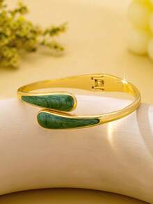 1pc Fashion Exaggerated Metal Enamel Geometric Water Drop Shape Round Bracelet Suitable For Women's Daily And Party Wear - Geometry - View 13