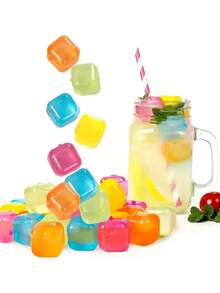 12/24/36pcs Reusable Plastic Ice Cubes, Washable And Freezable Ice Cubes, Suitable For Coffee, Bar Parties And Holiday Celebrations-Christmas, Easter, Thanksgiving, Back To School - Multicolor - View 1