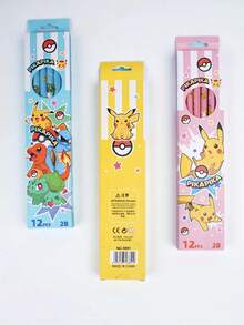 bandai 12PCS 2B Wooden Pencils Anime Character Drawing Exam Pencil With Top Eraser Children Stationery (Some Accessories Color Random) - Multicolor - View 5