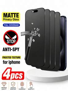 CASECOPS 4 piezas Protector de pantalla de vidrio templado esmerilado con privacidad de cobertura completa, con protección de borde de privacidad mejorada, resistente a caídas, resistente a arañazos, fácil de instalar, sin burbujas. Compatible con iPhone 17 Pro Max/17 Air/16 Pro Max/16 Plus/15 Pro/15/14/13/12/11, utilizando material de vidrio templado - 4 piezas - Ver 30