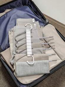 Suporte Multifuncional de Múltiplas Camadas para Armazenamento de Calças, Lenços e Gravatas, Estrutura Dobrável, Design Antiderrapante, Feito de Hastes de Aço Inoxidável Reforçado, Adequado para Pendurar Calças, Lenços, Saias Longas, Roupas Longas, Mantém o Armário Organizado, Decoração de Quarto, Volta às Aulas - Branco - Visão 4