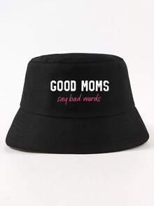 1件裝 時尚 GOOD MOMS SAY BAD WORDS 口號休閒漁夫帽 中性款 戶外旅行防曬顯臉小 可調節 百搭派對街頭風桶帽 - GOOD MOMS - 查看 27