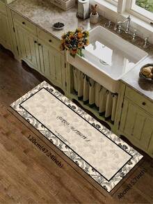 1pc Vintage Line Drawing Floral Border Kitchen Anti-Slip Mat 3.5mm, Cuttable, Absorbent Anti-Fatigue Diatomaceous Earth Floor Mat, Bathroom Floor Mat, Hallway Small Rug, Kitchen, Bathroom, Entryway, Living Room, Outdoor Garden, Indoor Mat - View 8