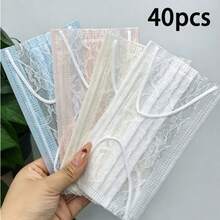 40/20/10pcs Lace Lightweight Breathable Disposable Face Masks, High Aesthetic, Suitable For Home, Office And Outdoor Use - Multicolor - View 12