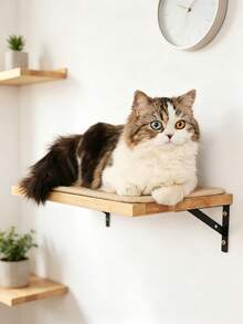 Cat Wall Shelf With Scratching Board, Pine Wood Wall-Mounted Floating Cat Perch, Windowside Hanging Hammock, Cat Wall Furniture For Sleeping, Playing And Climbing - Multicolor - View 5