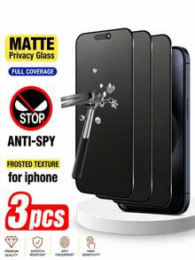 CASECOPS 3 piezas Protector de pantalla de vidrio templado esmerilado con privacidad de cobertura completa, con protección de borde de privacidad mejorada, resistente a caídas, resistente a arañazos, fácil de instalar, sin burbujas. Compatible con iPhone 17 Pro Max/17 Air/16 Pro Max/16 Plus/15 Pro/15/14/13/12/11, utilizando material de vidrio templado - 3 piezas - View 23