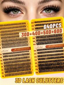 640/590簇接睫毛套組,10D-100D粗D捲 8-16mm混長,漫畫風,適合初學者DIY,睫毛簇,漫畫睫毛,睫毛簇套組 - D - 查看 10